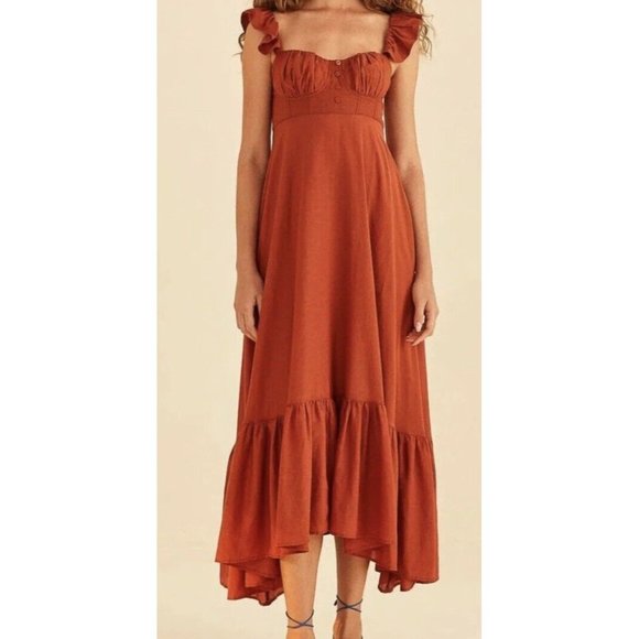 FARM Rio Rust Orange Maxi Dress - Picture 1 of 4